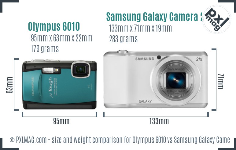 Olympus 6010 vs Samsung Galaxy Camera 2 size comparison