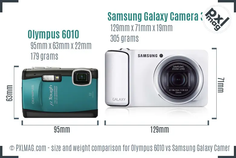 Olympus 6010 vs Samsung Galaxy Camera 3G size comparison