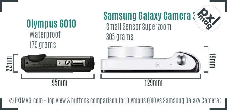 Olympus 6010 vs Samsung Galaxy Camera 3G top view buttons comparison