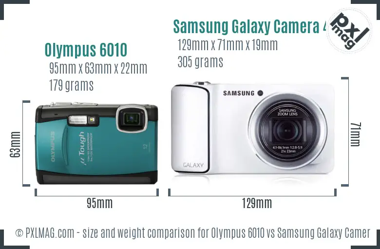 Olympus 6010 vs Samsung Galaxy Camera 4G size comparison