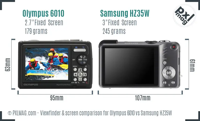 Olympus 6010 vs Samsung HZ35W Screen and Viewfinder comparison