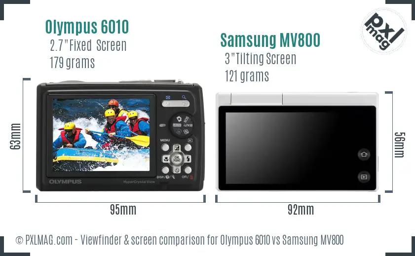 Olympus 6010 vs Samsung MV800 Screen and Viewfinder comparison Olympus 6010 vs Samsung MV800 Screen and Viewfinder comparison
