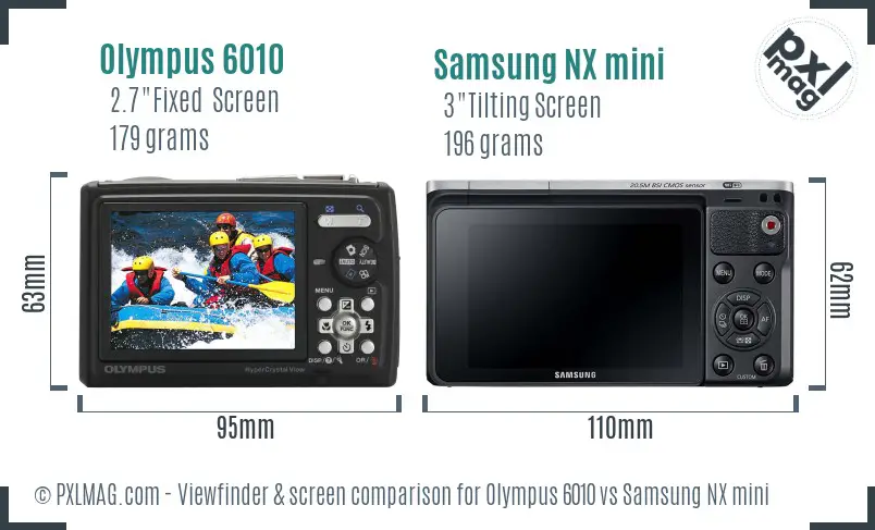 Olympus 6010 vs Samsung NX mini Screen and Viewfinder comparison