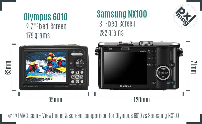 Olympus 6010 vs Samsung NX100 Screen and Viewfinder comparison