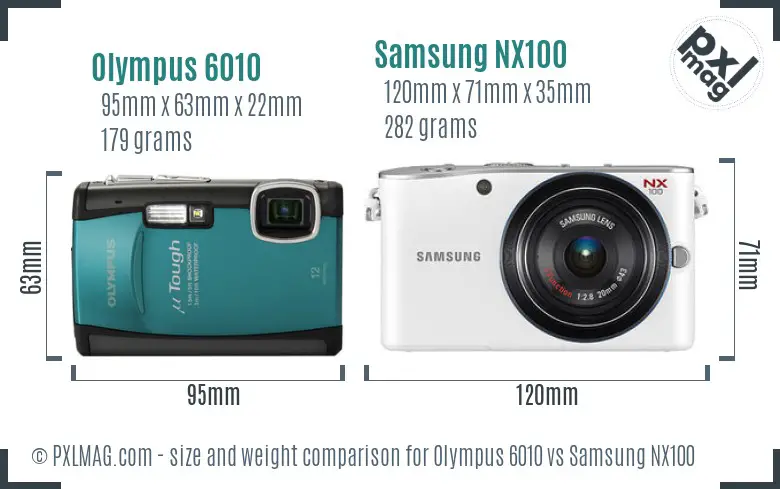 Olympus 6010 vs Samsung NX100 size comparison