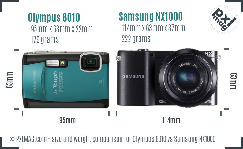 Olympus 6010 vs Samsung NX1000 size comparison