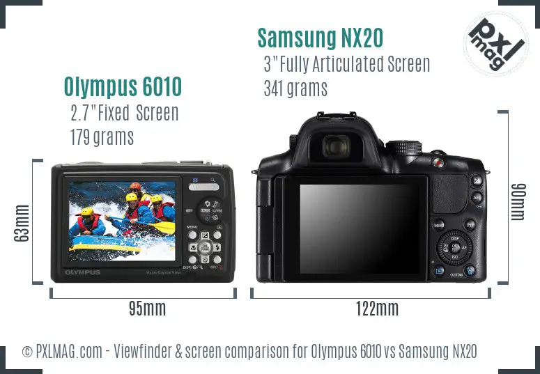 Olympus 6010 vs Samsung NX20 Screen and Viewfinder comparison