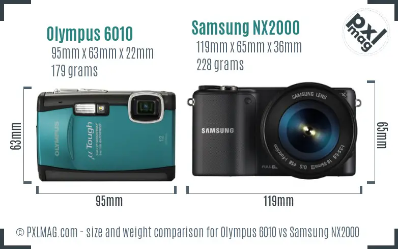 Olympus 6010 vs Samsung NX2000 size comparison Olympus 6010 vs Samsung NX2000 size comparison