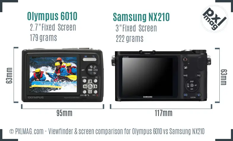 Olympus 6010 vs Samsung NX210 Screen and Viewfinder comparison