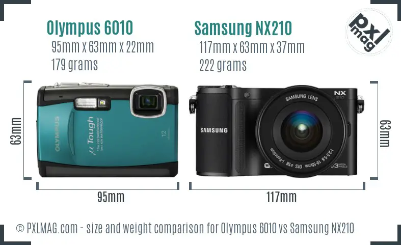 Olympus 6010 vs Samsung NX210 size comparison