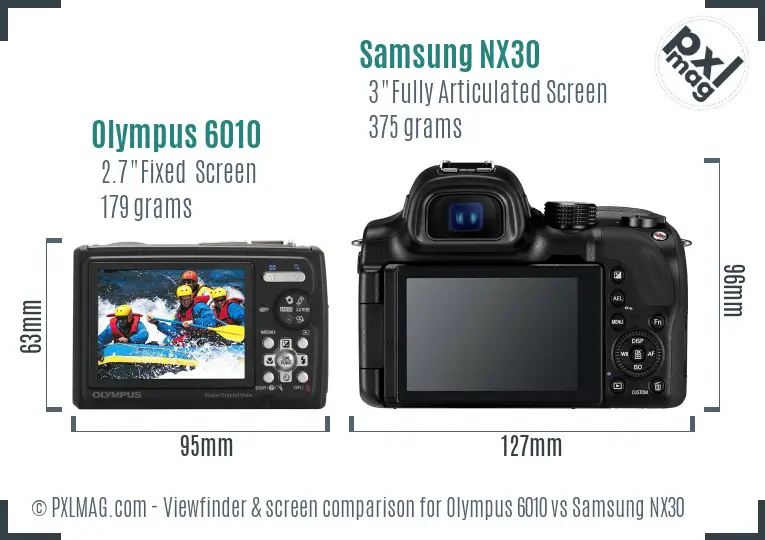 Olympus 6010 vs Samsung NX30 Screen and Viewfinder comparison Olympus 6010 vs Samsung NX30 Screen and Viewfinder comparison