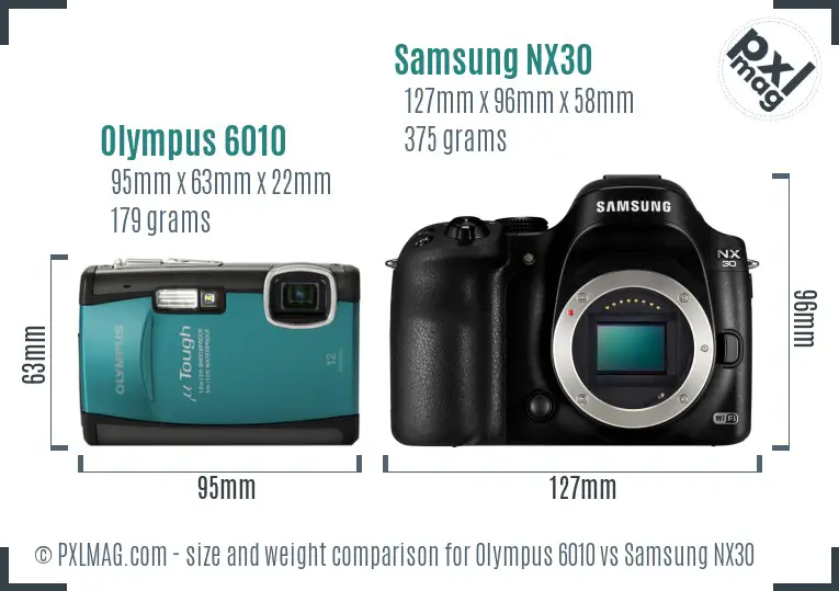 Olympus 6010 vs Samsung NX30 size comparison Olympus 6010 vs Samsung NX30 size comparison