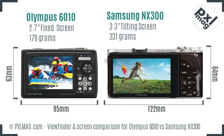 Olympus 6010 vs Samsung NX300 Screen and Viewfinder comparison