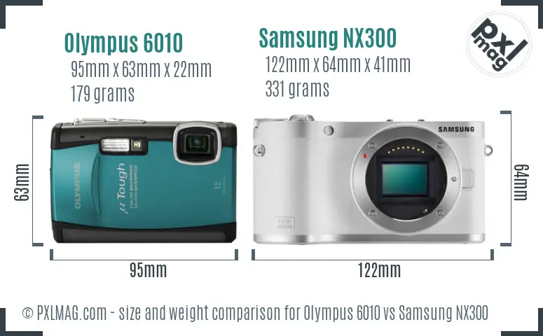 Olympus 6010 vs Samsung NX300 size comparison