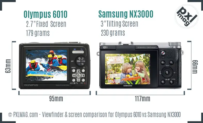 Olympus 6010 vs Samsung NX3000 Screen and Viewfinder comparison
