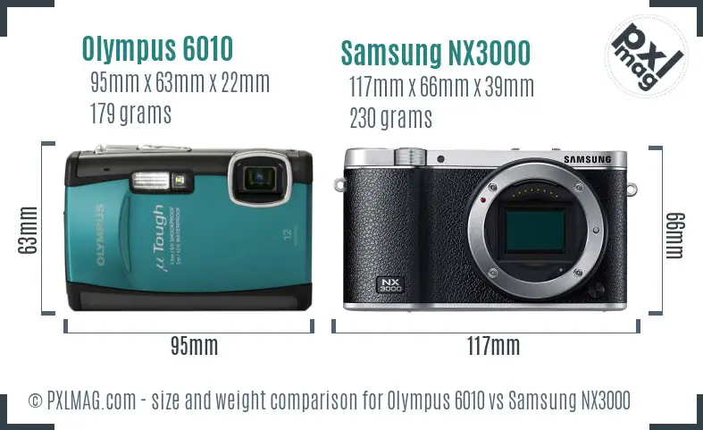 Olympus 6010 vs Samsung NX3000 size comparison Olympus 6010 vs Samsung NX3000 size comparison