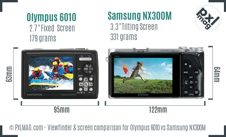 Olympus 6010 vs Samsung NX300M Screen and Viewfinder comparison