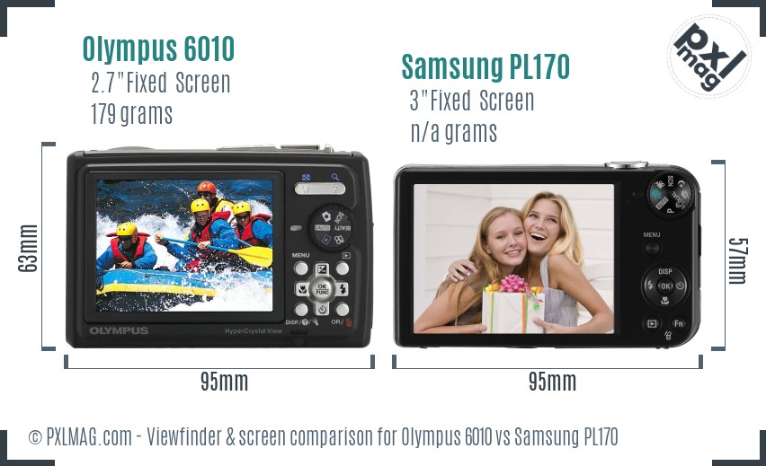Olympus 6010 vs Samsung PL170 Screen and Viewfinder comparison