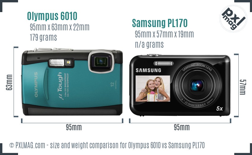 Olympus 6010 vs Samsung PL170 size comparison