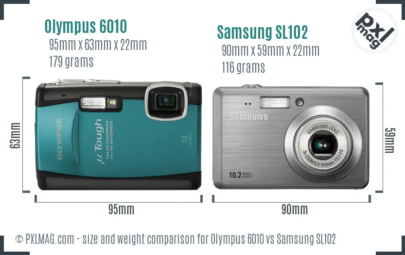 Olympus 6010 vs Samsung SL102 size comparison