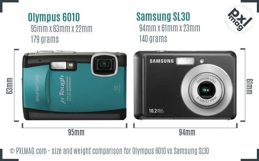 Olympus 6010 vs Samsung SL30 size comparison