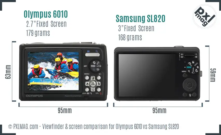 Olympus 6010 vs Samsung SL820 Screen and Viewfinder comparison Olympus 6010 vs Samsung SL820 Screen and Viewfinder comparison