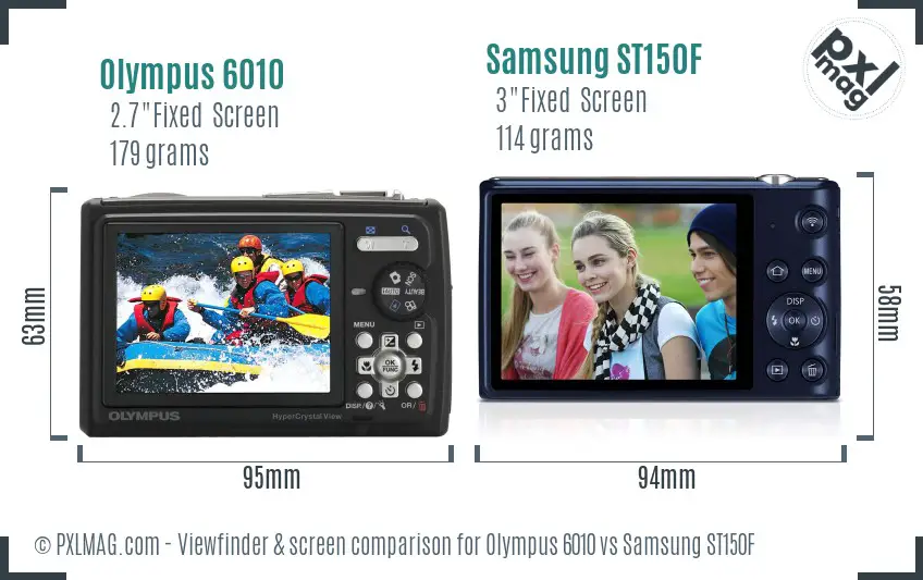 Olympus 6010 vs Samsung ST150F Screen and Viewfinder comparison