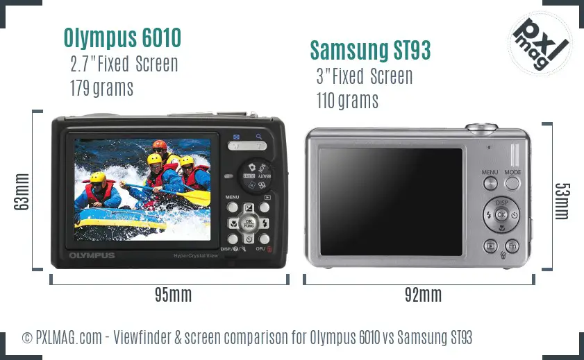 Olympus 6010 vs Samsung ST93 Screen and Viewfinder comparison Olympus 6010 vs Samsung ST93 Screen and Viewfinder comparison