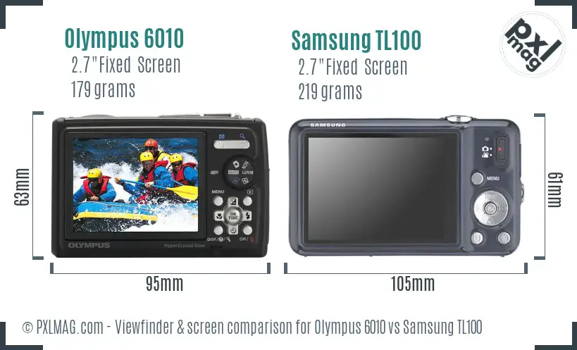 Olympus 6010 vs Samsung TL100 Screen and Viewfinder comparison