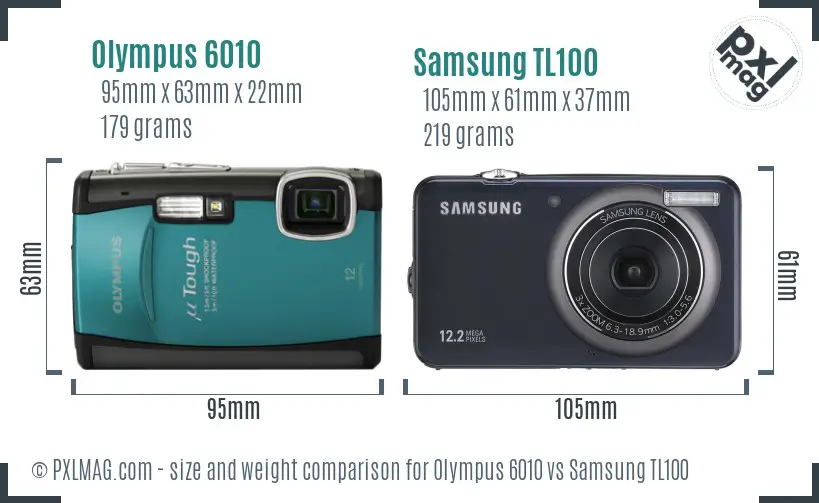Olympus 6010 vs Samsung TL100 size comparison