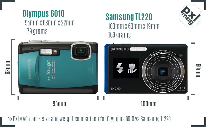 Olympus 6010 vs Samsung TL220 size comparison