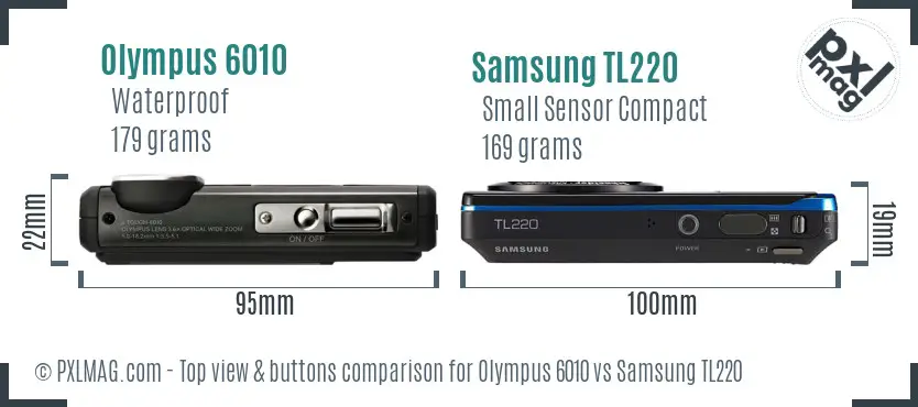 Olympus 6010 vs Samsung TL220 top view buttons comparison