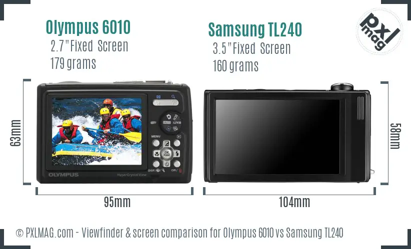 Olympus 6010 vs Samsung TL240 Screen and Viewfinder comparison