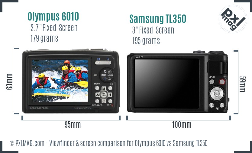 Olympus 6010 vs Samsung TL350 Screen and Viewfinder comparison