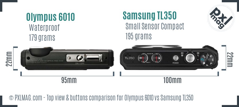 Olympus 6010 vs Samsung TL350 top view buttons comparison