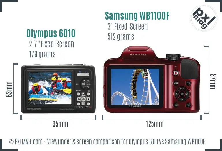 Olympus 6010 vs Samsung WB1100F Screen and Viewfinder comparison