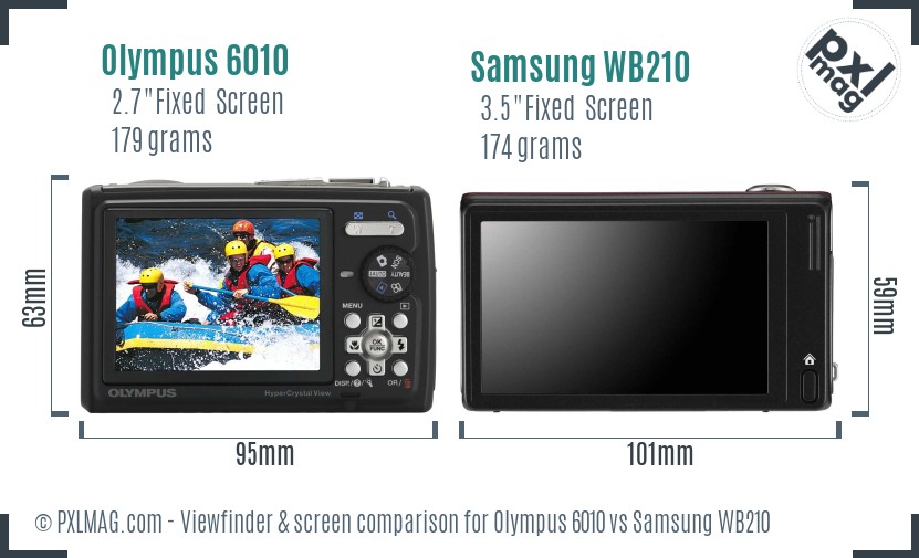 Olympus 6010 vs Samsung WB210 Screen and Viewfinder comparison