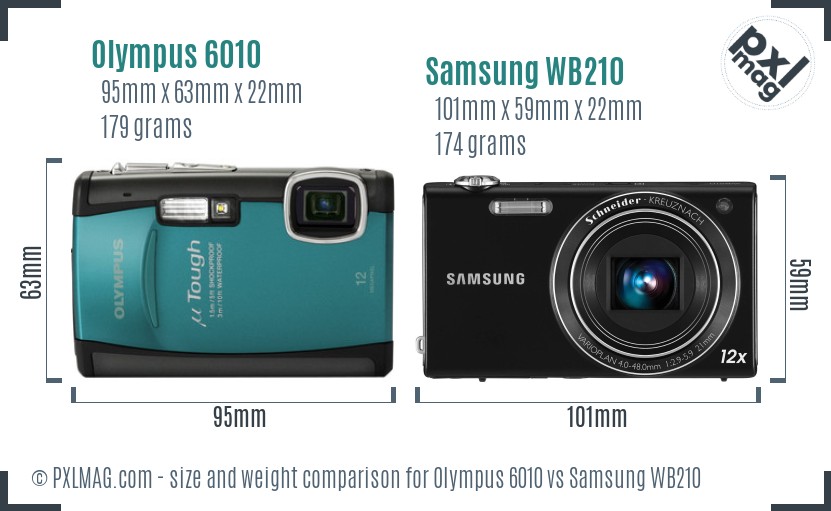 Olympus 6010 vs Samsung WB210 size comparison