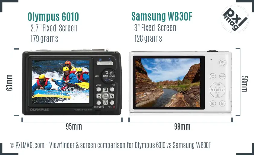 Olympus 6010 vs Samsung WB30F Screen and Viewfinder comparison