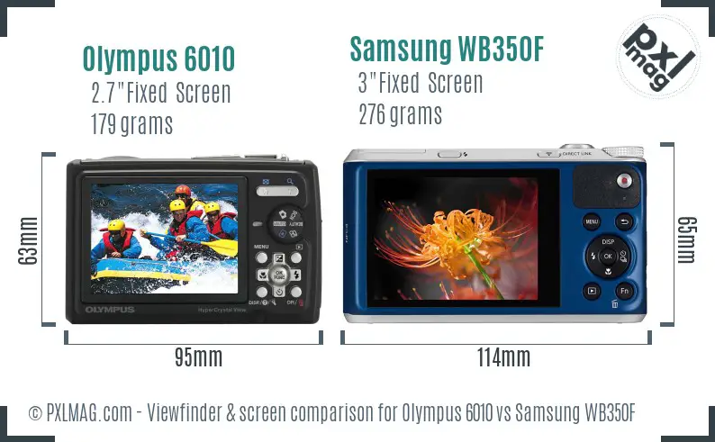 Olympus 6010 vs Samsung WB350F Screen and Viewfinder comparison Olympus 6010 vs Samsung WB350F Screen and Viewfinder comparison