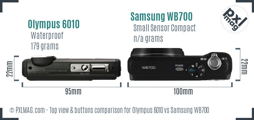 Olympus 6010 vs Samsung WB700 top view buttons comparison