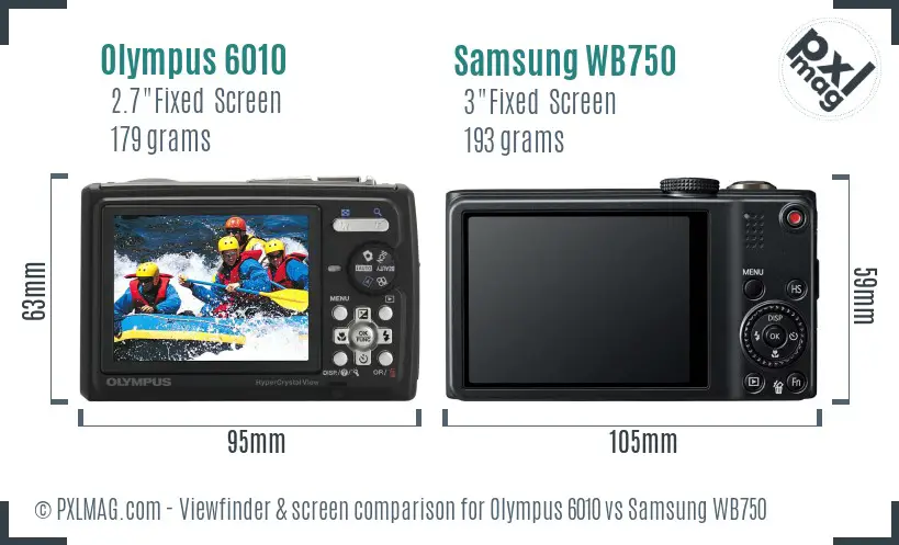 Olympus 6010 vs Samsung WB750 Screen and Viewfinder comparison