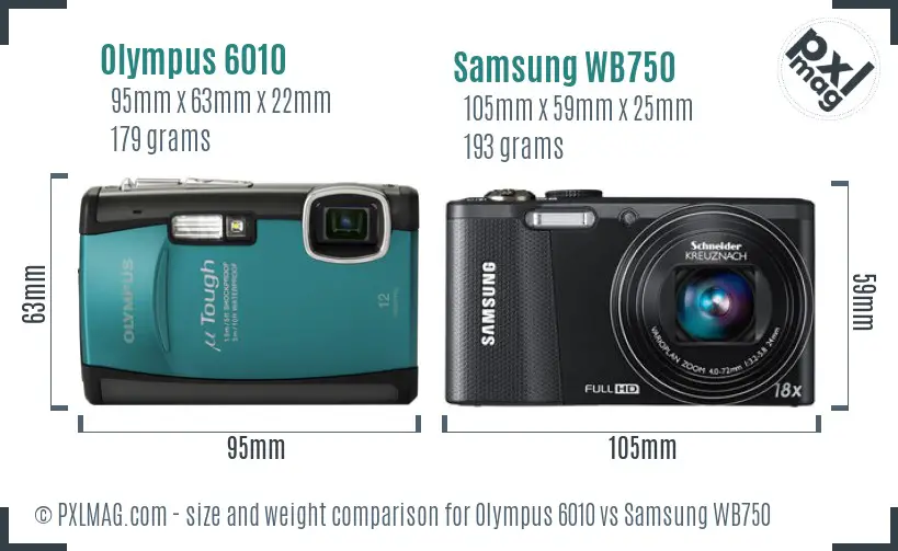 Olympus 6010 vs Samsung WB750 size comparison Olympus 6010 vs Samsung WB750 size comparison
