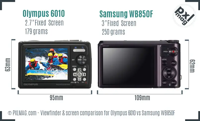 Olympus 6010 vs Samsung WB850F Screen and Viewfinder comparison