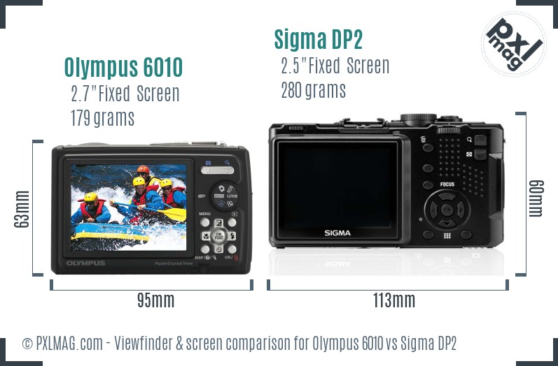 Olympus 6010 vs Sigma DP2 Screen and Viewfinder comparison
