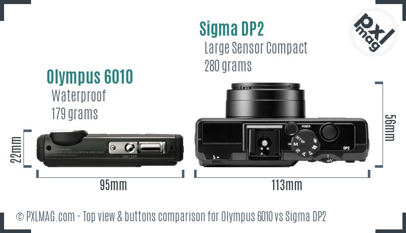 Olympus 6010 vs Sigma DP2 top view buttons comparison