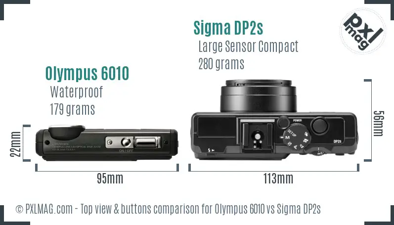 Olympus 6010 vs Sigma DP2s top view buttons comparison Olympus 6010 vs Sigma DP2s top view buttons comparison