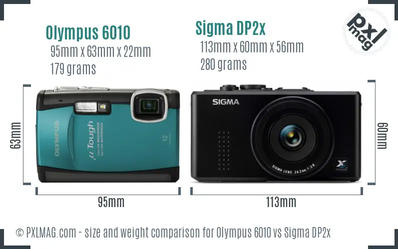 Olympus 6010 vs Sigma DP2x size comparison Olympus 6010 vs Sigma DP2x size comparison