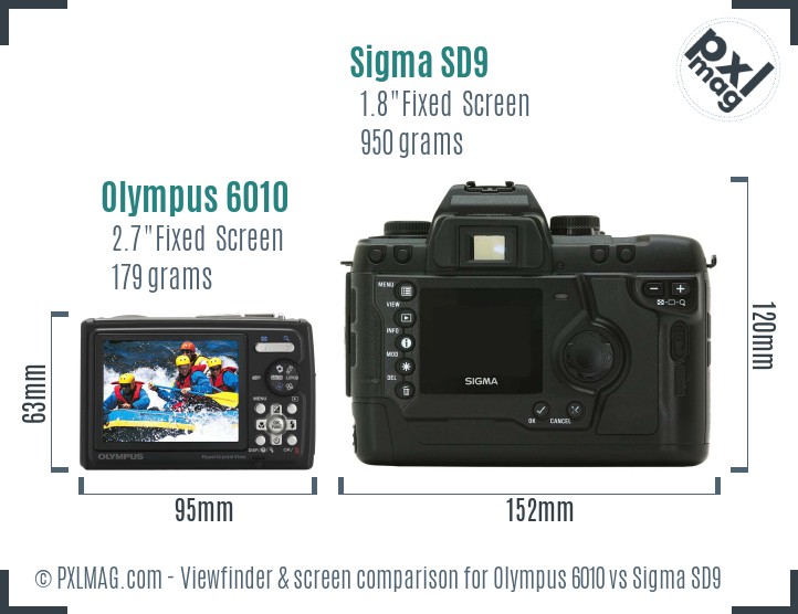 Olympus 6010 vs Sigma SD9 Screen and Viewfinder comparison