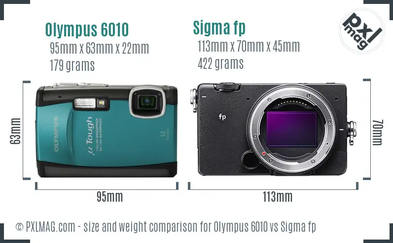 Olympus 6010 vs Sigma fp size comparison